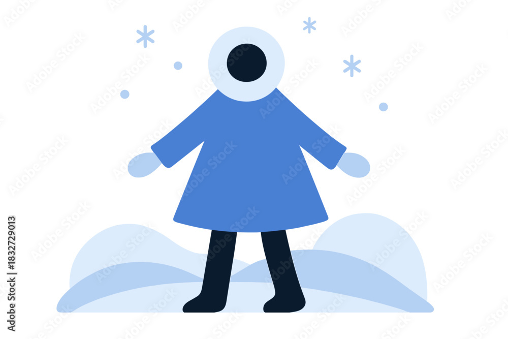 Obraz premium Minimalist Winter Fashion. Outdoor Winter Fashion. Flat minimalist vector illustration of Outdoor Winter