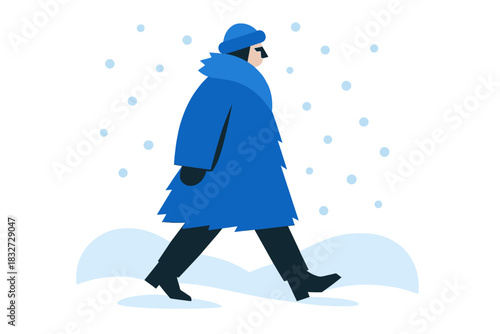 Fur Coat Walk. Fur Coat Winter Walk. Flat minimalist vector illustration of a Fur Coat Winter Walk. Simplified