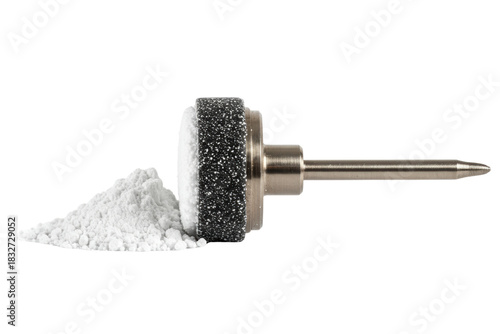 Dental polishing wheel and abrasive powder for prophylaxis on a transparent background