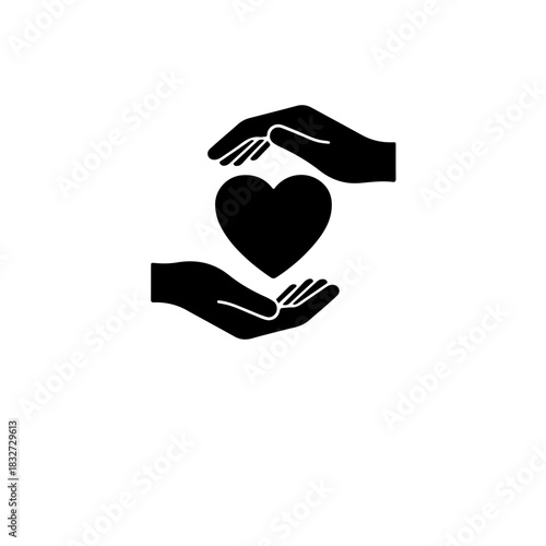 icon featuring two hands gently cradling or hugging a heart shape in the center. Represents self-care, self-love, emotional support, and the importance of protecting one's well-being