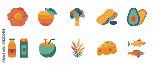 Colorful style Healthy food vector icon set. Healthy food vector pack is presented in a colorful style to attract attention.