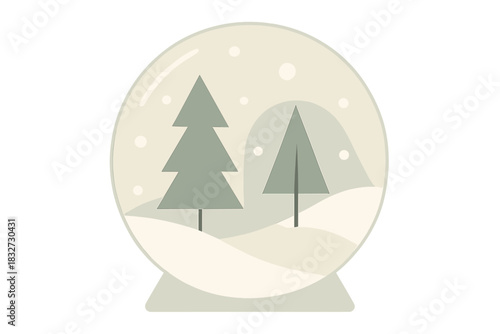 Geometric Winter Globe. Abstract winter globe minimalist flat illustration of geometric shapes representing