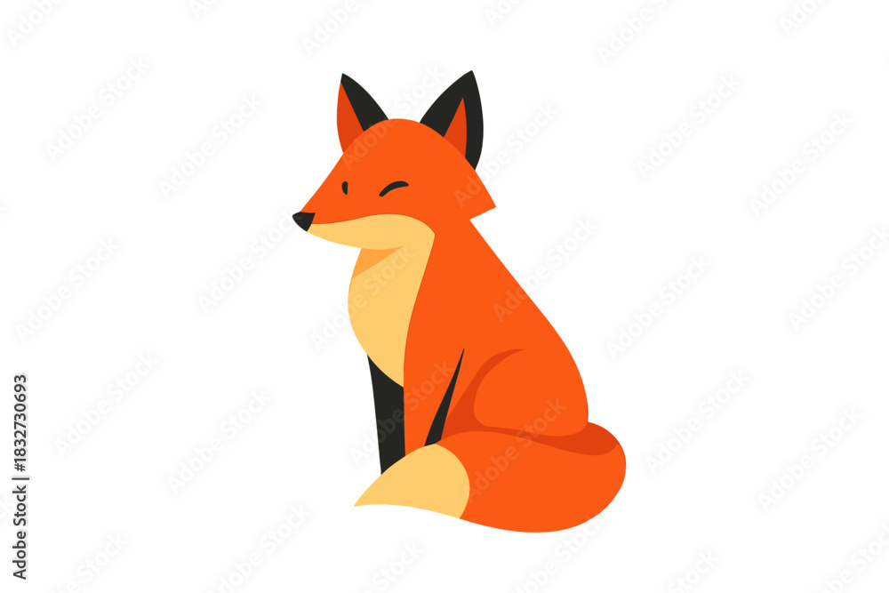 Obraz premium Minimalist Winter Fox. Red Fox in Winter. Flat minimalist vector illustration of a Red Fox in Winter.