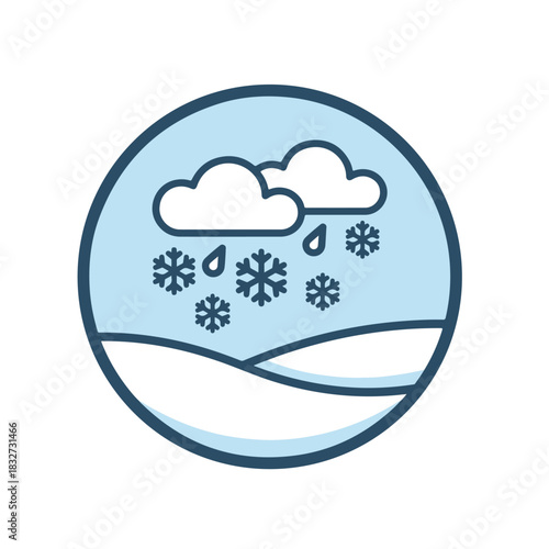 Sleet and Snowfall Weather Forecast Icon Design