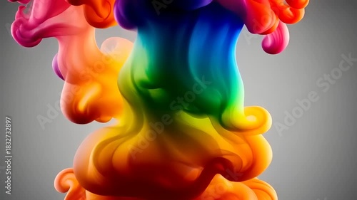 Abstract Rainbow Ink Cloud Explosion in Water.
