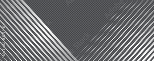 Gradient transition lattice pattern with V-shaped stripe composition and clean line gradation. Transparent bg creates symmetrical metallic fade for abstract geometric background.