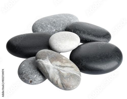 Smooth Zen Stones Arrangement on White Background