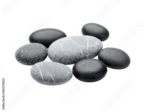 Smooth Zen Stones Arrangement on White Background