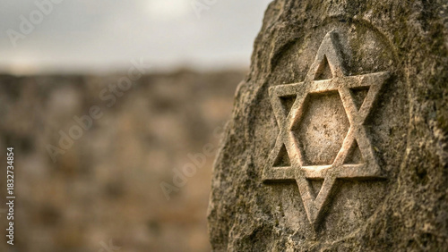 Star of David engraved on stone in an outdoor setting reflecting Holocaust  