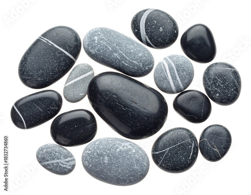 Smooth Zen Stones Arrangement on White Background