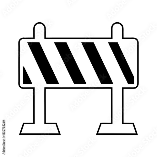 Road Construction Barrier Safety Icon on White.
