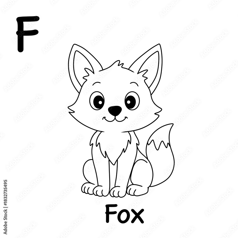 Obraz premium children's coloring book of fox pictures, line art cartoon illustrations of fox pictures