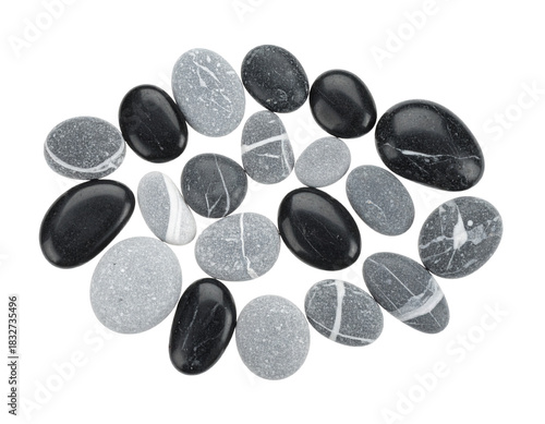 Smooth Zen Stones Arrangement on White Background