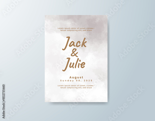 Wedding invitation with abstract splash watercolor