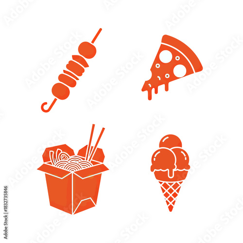 Delicious Fast Food Icons Set.