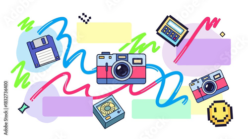 Retro Photography and Technology A Nostalgic Vector Illustration with Vintage Elements