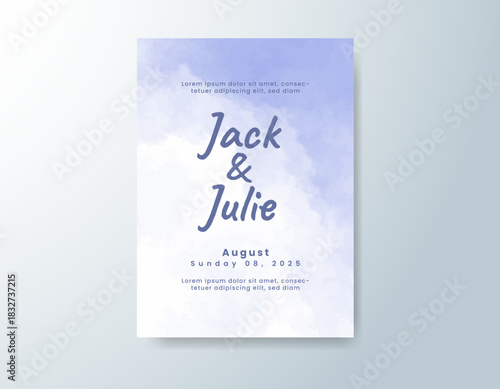 Wedding invitation with abstract splash watercolor