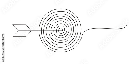  Continuous one line drawing target icon outline minimalist concept for marketing focus or achievement theme vector