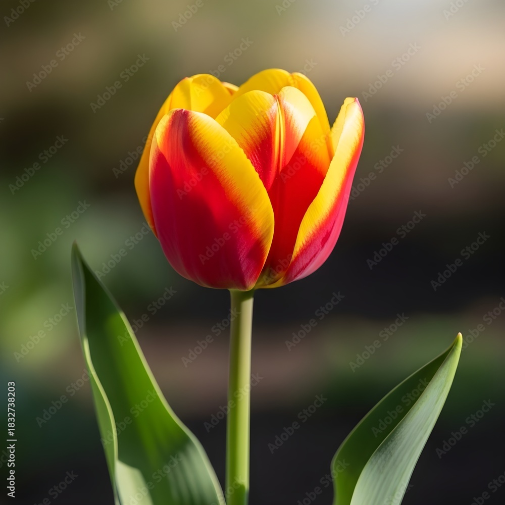 Naklejka premium red yellow tulip