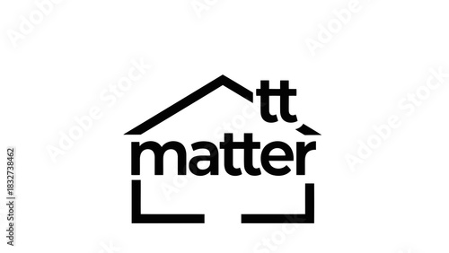 Creative house logo with the word matter and tt isolated on white background