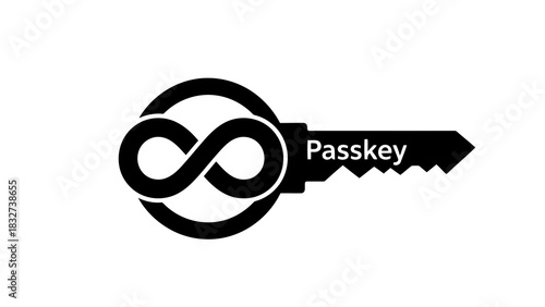 Infinity symbol key passkey logo isolated on white background
