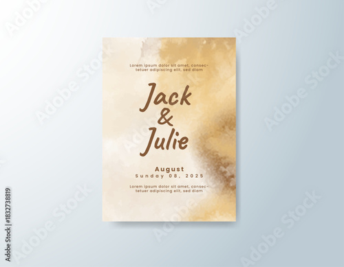 Wedding invitation with abstract splash watercolor