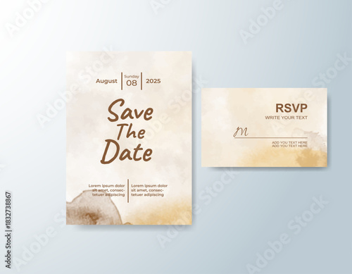 Wedding invitation with abstract splash watercolor