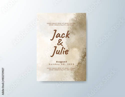 Wedding invitation with abstract splash watercolor