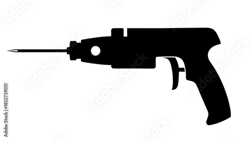 Black silhouette of a piercing tool isolated on white background