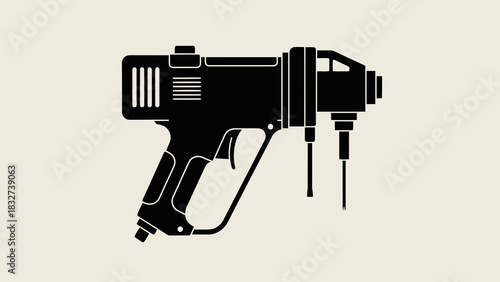 Black silhouette of a power drill isolated on white background