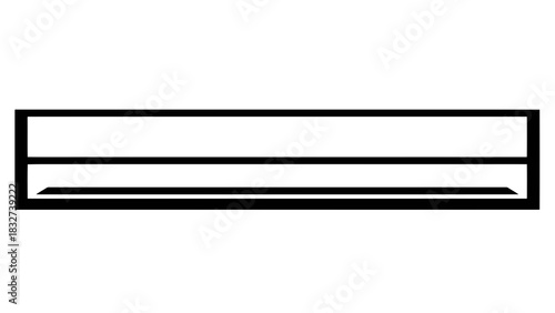 Abstract geometric shape with two horizontal lines isolated on white background