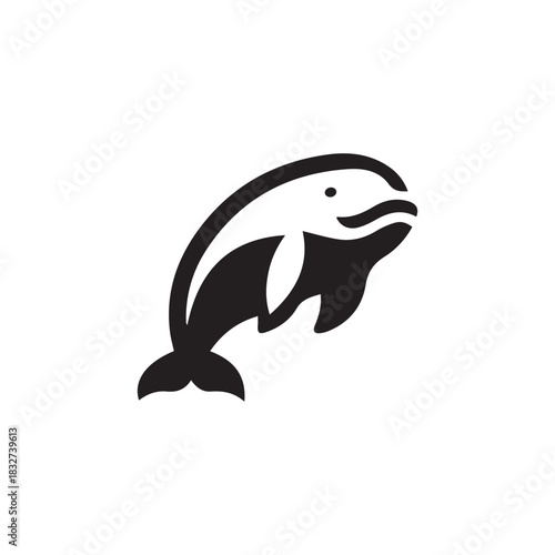 minimalist dugong logo with white background
