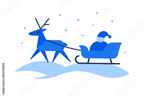 Minimalist Christmas Sleigh. Christmas Eve Sleigh. Flat minimalist vector illustration of a Christmas Eve
