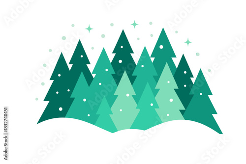 Magical Snow Forest. Magical Snow Forest. Flat minimalist vector illustration of a Magical Snow Forest.