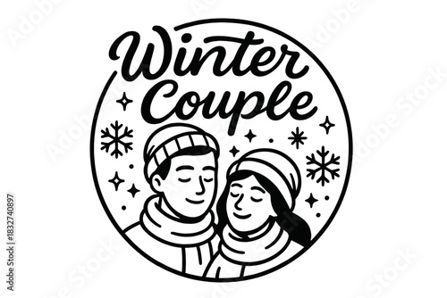 Winter Couple Liveliness. Winter couple lifestyle shoot. modern hand lettering, smooth curves, balanced