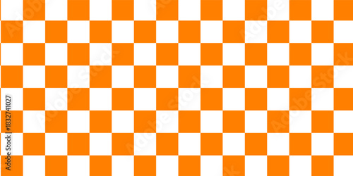 Chess board with very small squares background. white orange checkered colors. Repeating texture, illustration, repeating checkered background