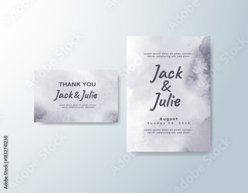 Wedding invitation with abstract splash watercolor