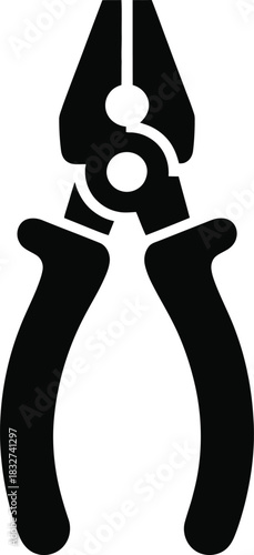 Pliers tool simple black icon silhouette for construction work
