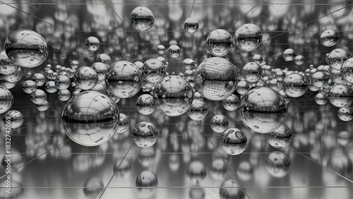 silver beads on a black background