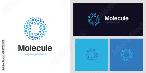 Molecule Circle Logo Design with Abstract Dot Cluster Symbol for Science, Technology, Biotech, and Innovation Branding