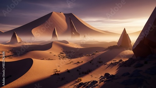sunset in the sahara desert