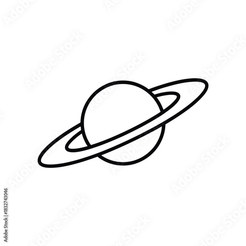 Simple line art drawing of saturn with its rings