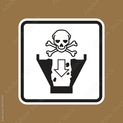 Hazardous Waste Disposal Sign with Skull and Crossbones Symbol Illustration