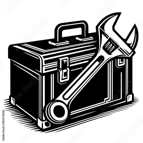 Toolbox with Adjustable Wrench