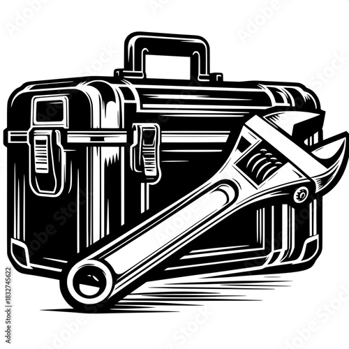 Toolbox with Adjustable Wrench