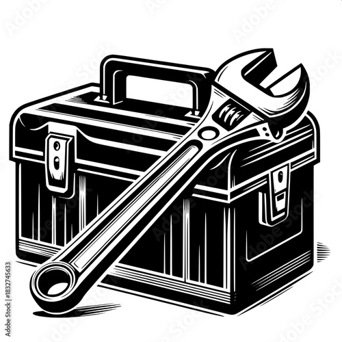 Toolbox with Adjustable Wrench