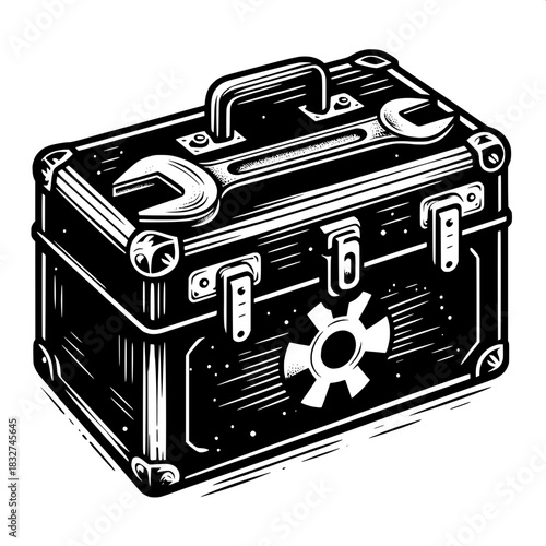 Toolbox with Adjustable Wrench