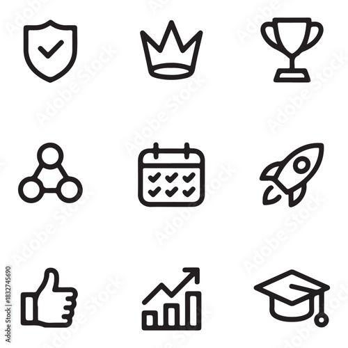 Management icons set vector