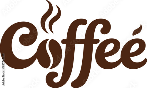 Coffee Logo Vector with Bean-Shaped Letter and Steam-Like “F”s in Brown Decorative Font for Café Branding and Beverage Packaging.
