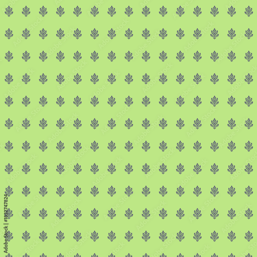 Naklejka premium Repeating Floral Pattern on Green Background
